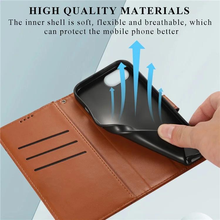 DF-06 Für iPhone SE (2024) Hülle Line Imprint Wallet Cover Großhandel Handy Zubehör - Braun