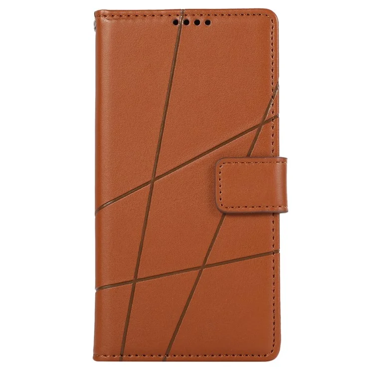 DF-06 Für iPhone SE (2024) Hülle Line Imprint Wallet Cover Großhandel Handy Zubehör - Braun