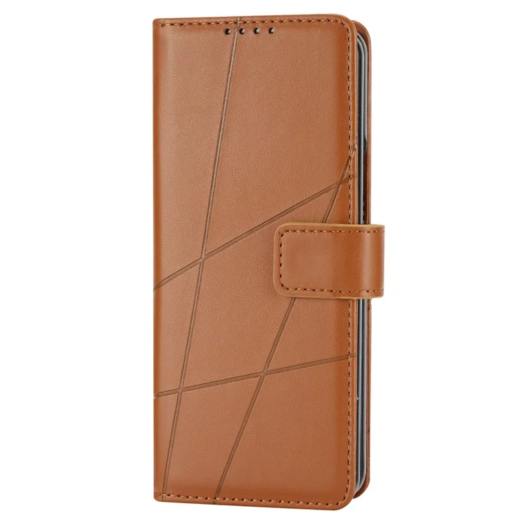 DF-06 Pour Samsung Galaxy Z Fold6 5G Wholesale Phone Case Line Imprint Leather Flip Wallet Cover - Marron