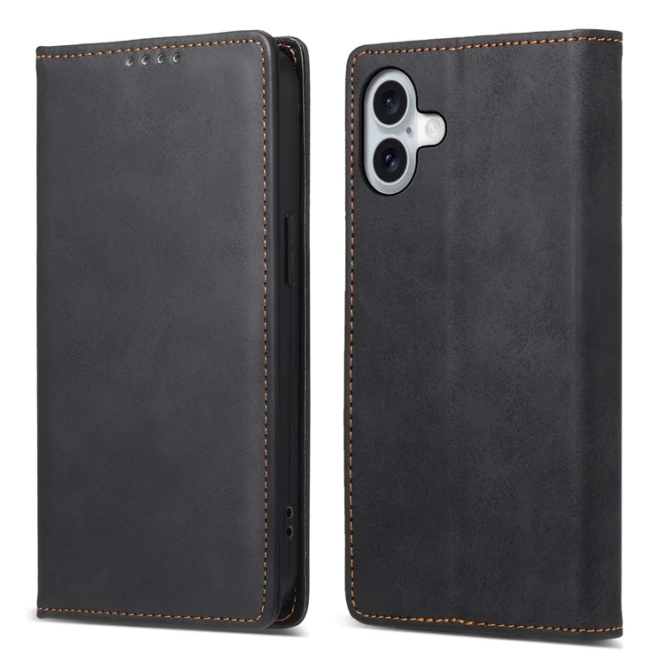 DF-05 Pour iPhone 16 Plus Case RFID Blocking PU Leather Wallet Phone Cover - Noir