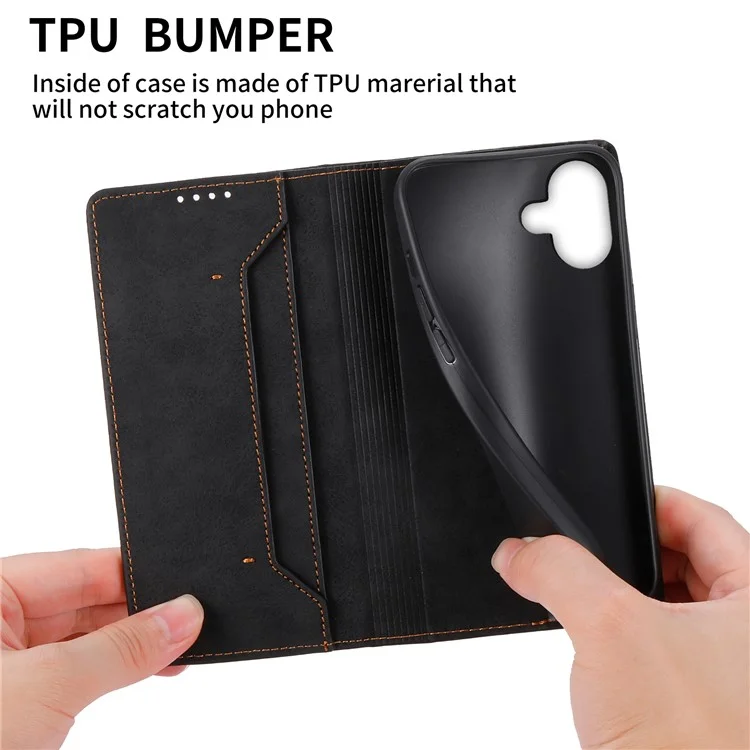 DF-05 Pour iPhone 16 Plus Case RFID Blocking PU Leather Wallet Phone Cover - Noir