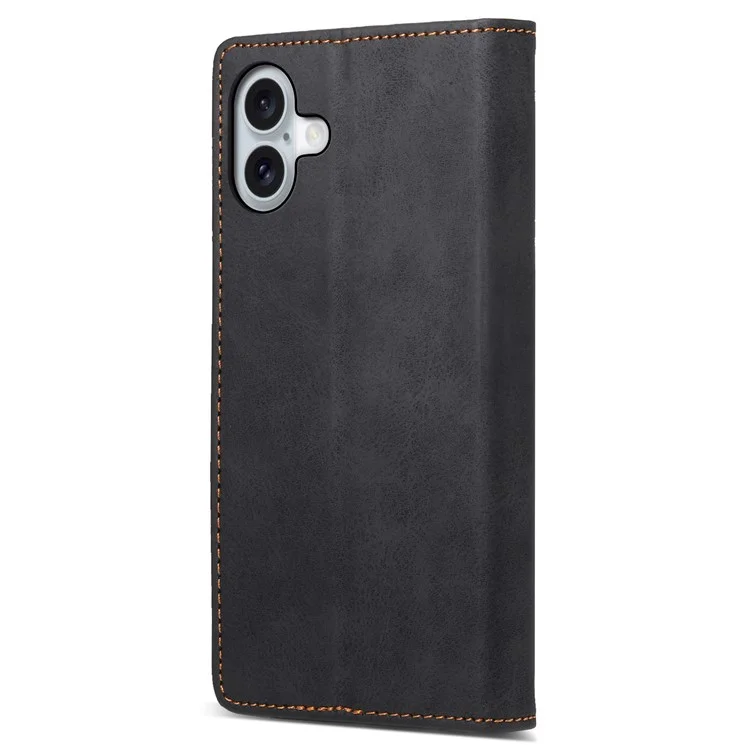 DF-05 Pour iPhone 16 Plus Case RFID Blocking PU Leather Wallet Phone Cover - Noir