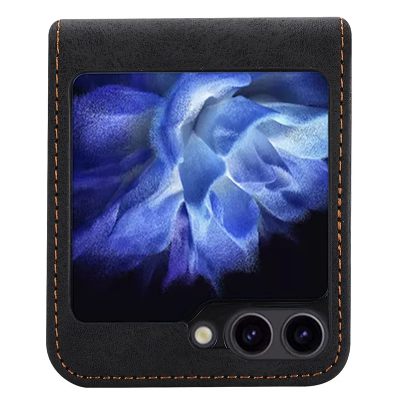 DF-05 For Samsung Galaxy Z Flip7 FE 5G / Z Flip6 5G Case PU Leather Magnetic Closure Phone Cover - Black