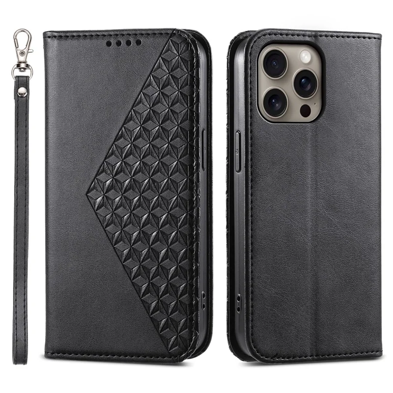 Étui de téléphone portable en cuir PU pour iPhone 16 Pro Max Wholesale - Noir