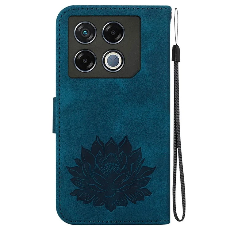 Чехол для Infinix GT 20 Pro 5G из искусственной кожи с подставкой и цветочным узором - синий