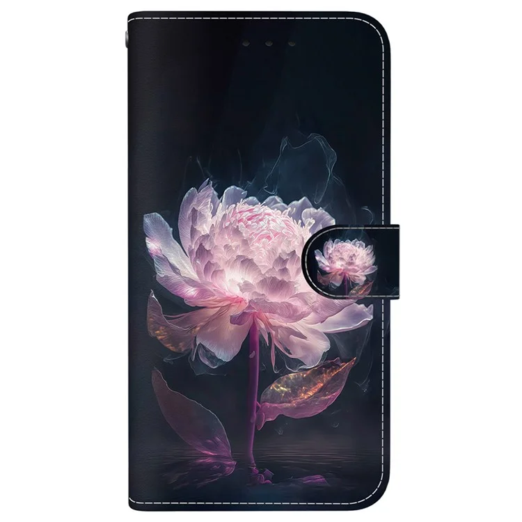 Pour Infinix GT 20 Pro 5G Étui Motif Cuir Folio Housse de Téléphone avec Porte-Cartes - Pivoine Violette