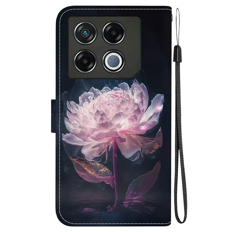 Pour Infinix GT 20 Pro 5G Étui Motif Cuir Folio Housse de Téléphone avec Porte-Cartes - Pivoine Violette