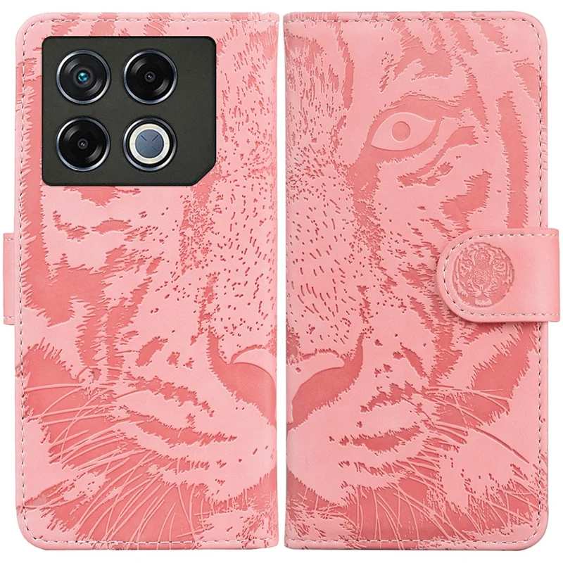 For Infinix GT 20 Pro 5G Case Tiger Pattern Leather Phone Cover Dual-side Magnetic Clasp - Pink