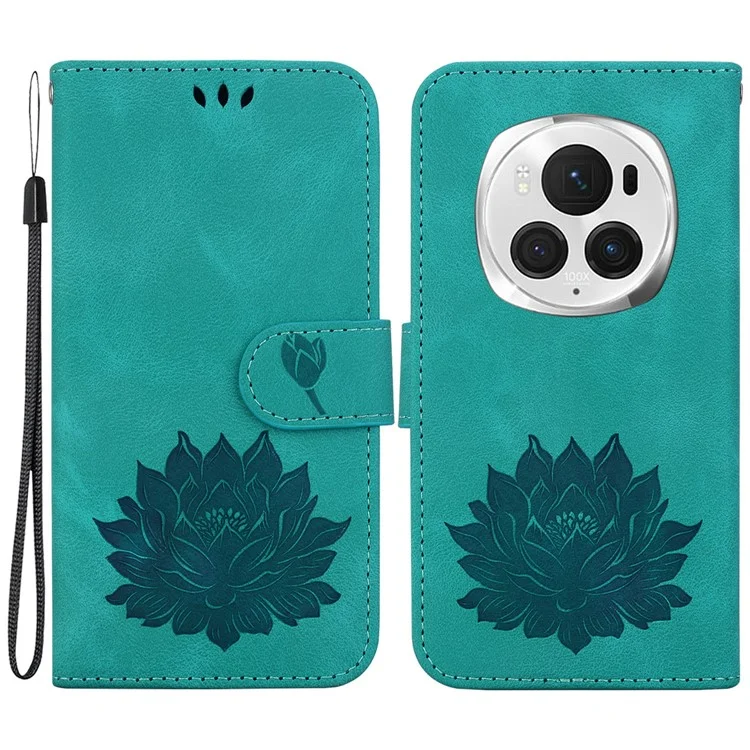 Custodia in pelle per telefono Honor Magic6 Pro 5G, custodia con portafoglio e porta carte - Verde