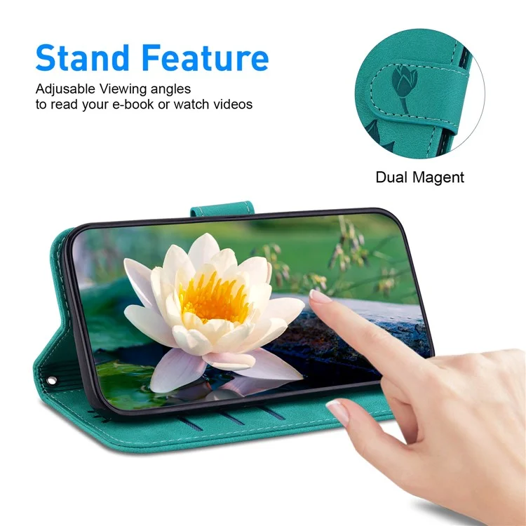 Custodia in pelle per telefono Honor Magic6 Pro 5G, custodia con portafoglio e porta carte - Verde