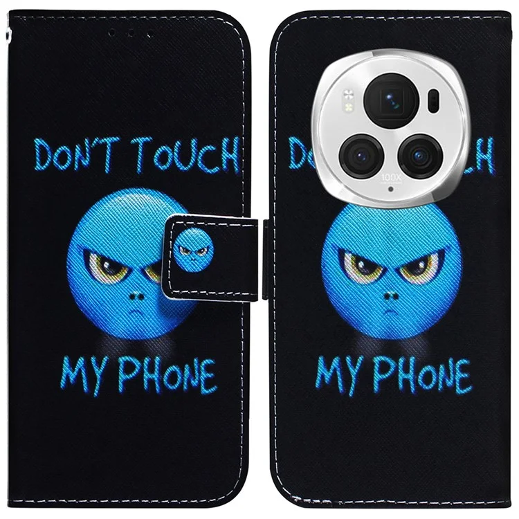 For Honor Magic6 Pro 5G Leather Case Pattern Print Wallet Phone Cover - Don't Touch My Phone