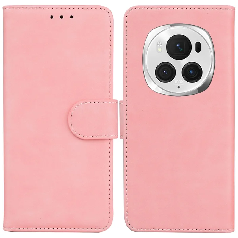 For Honor Magic6 Pro 5G Leather Wallet Case Solid Color Phone Cover - Pink