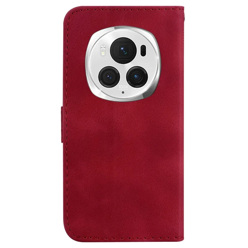 For Honor Magic6 Pro 5G Leather Case 7-Shaped Pattern Phone Cover - Red