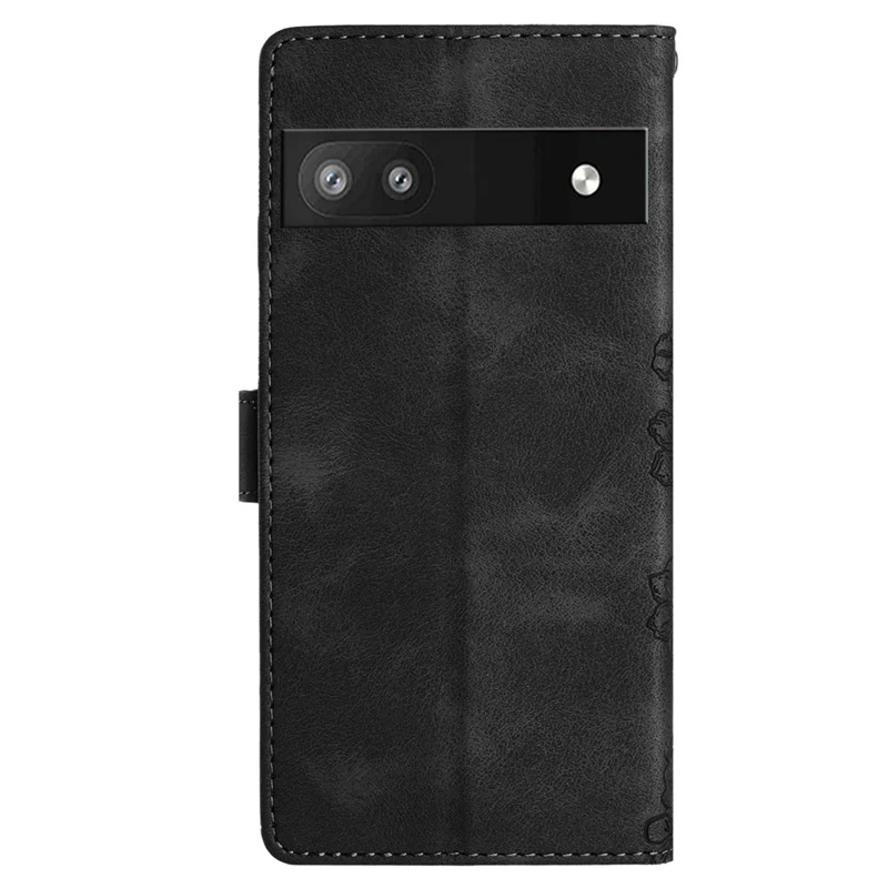 Para Google Pixel 8a Case PU Leather Butterfly Flower Folio Card Slots Phone Cover - Black