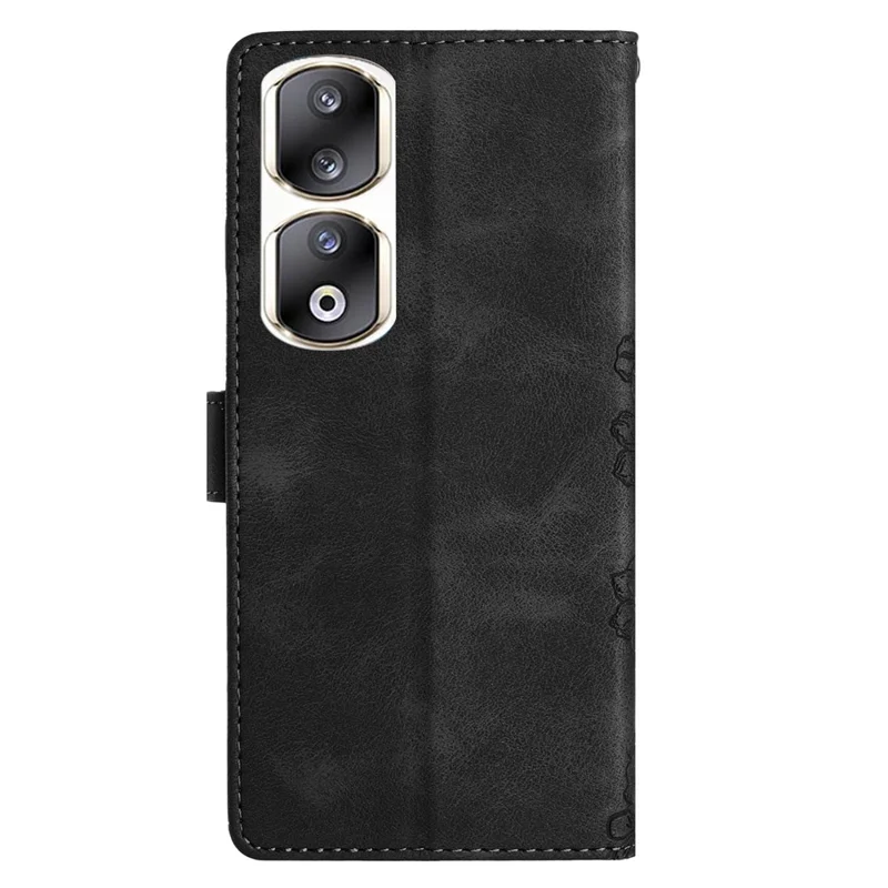 Custodia For Honor 90 Pro Farfalla Fiore Pelle PU Tocco Telefono Cover - Nero