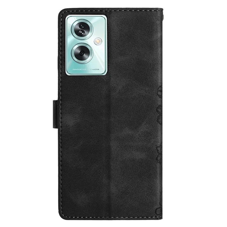 For Oppo A79 5G / A2 5G Case Butterfly Flower PU Leather Magnetic Clasp Phone Cover - Black
