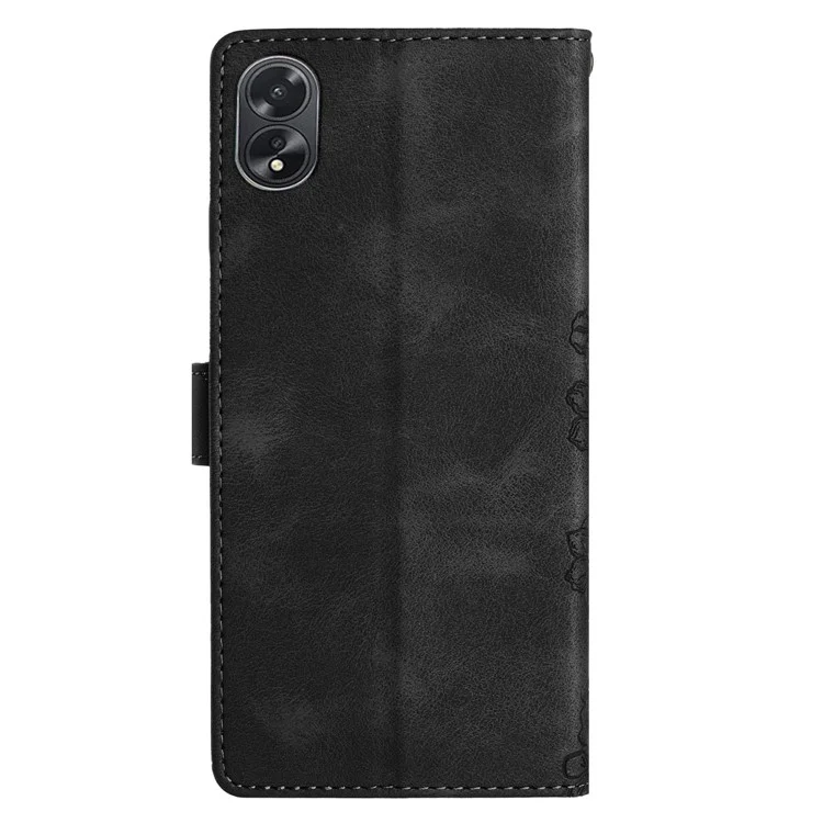Para Oppo A38 4G / A18 4G Case PU Leather Phone Cover Borboleta Flor Cartão Slot Suporte - Preto