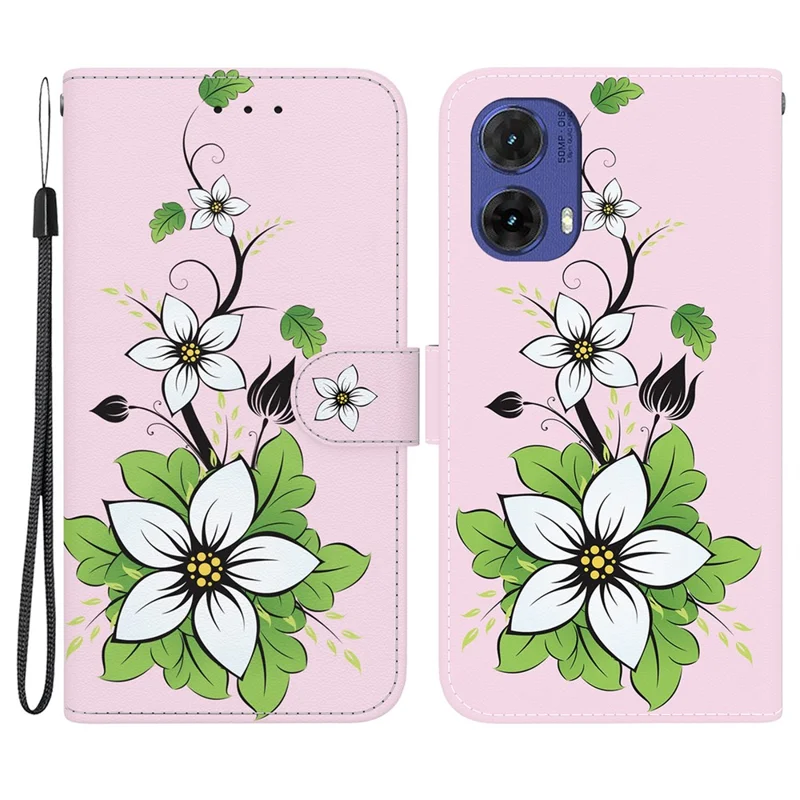 For Motorola Moto G85 5G / S50 Neo 5G Case Pattern Print Leather Phone Cover with Card Holder - Lily