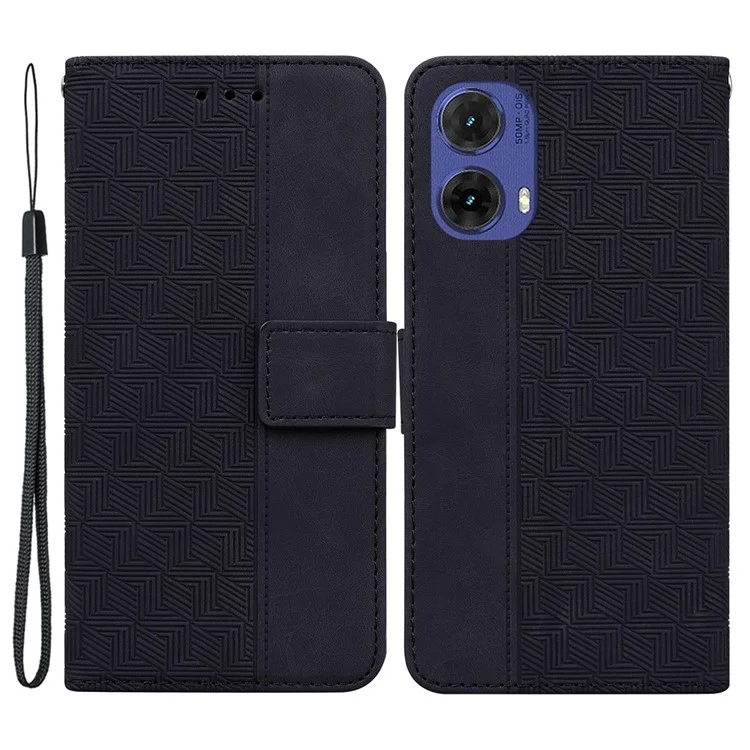 Per Motorola Moto G85 5G / S50 Neo 5G Custodia in Pelle PU Geometrica Wallet Phone Cover - Nero