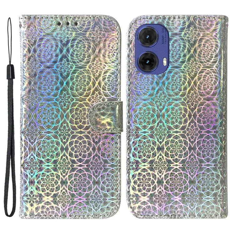 Para Motorola Moto G85 5G / S50 Neo 5G Carcasa Flores Deslumbrantes Funda Protectora de Cuero para Teléfono - Gris