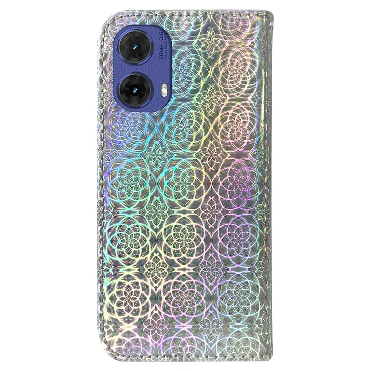 Para Motorola Moto G85 5G / S50 Neo 5G Carcasa Flores Deslumbrantes Funda Protectora de Cuero para Teléfono - Gris