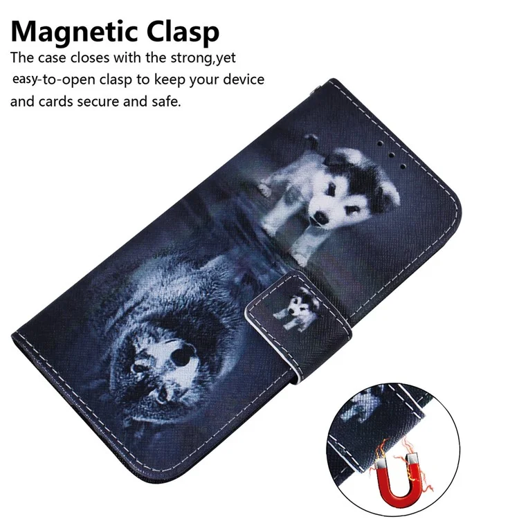 Für Motorola Moto G85 5G / S50 Neo 5G Case Pattern Printing Leder Telefonhülle Kartenfach Stand - Hund und Wolf