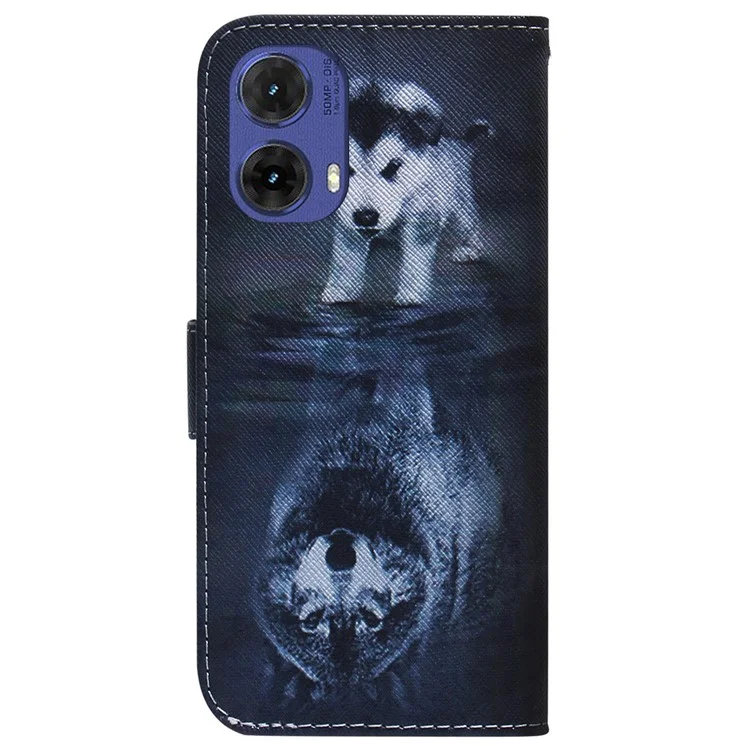 Für Motorola Moto G85 5G / S50 Neo 5G Case Pattern Printing Leder Telefonhülle Kartenfach Stand - Hund und Wolf