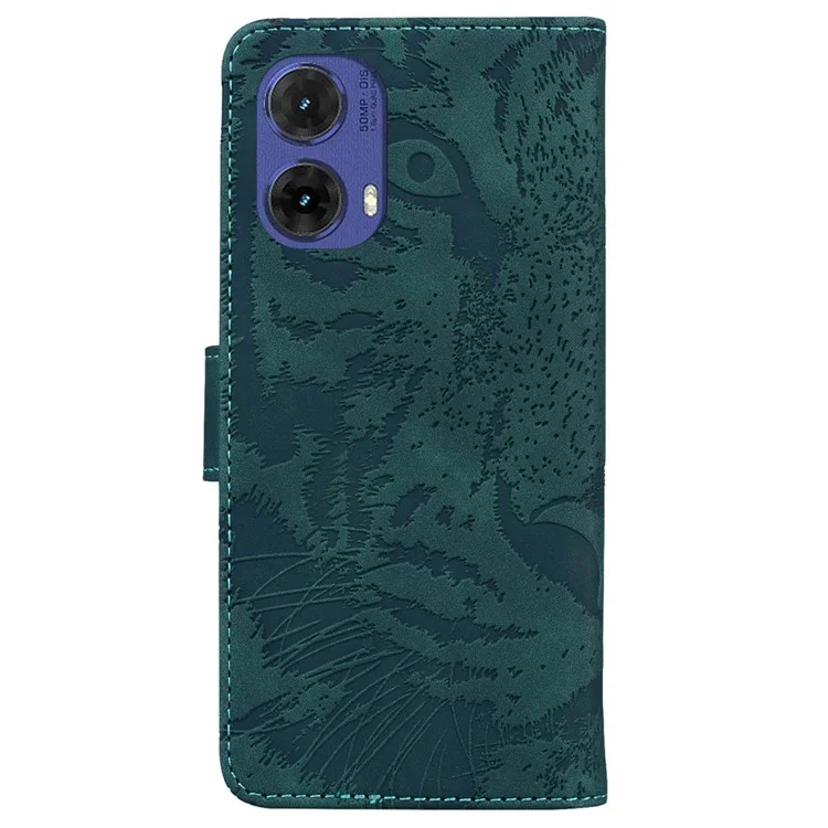 Per Motorola Moto G85 5G / S50 Neo 5G Supporto per telefono cellulare Custodia Imprinted Tiger PU Leather Wallet Phone Cover - Verde