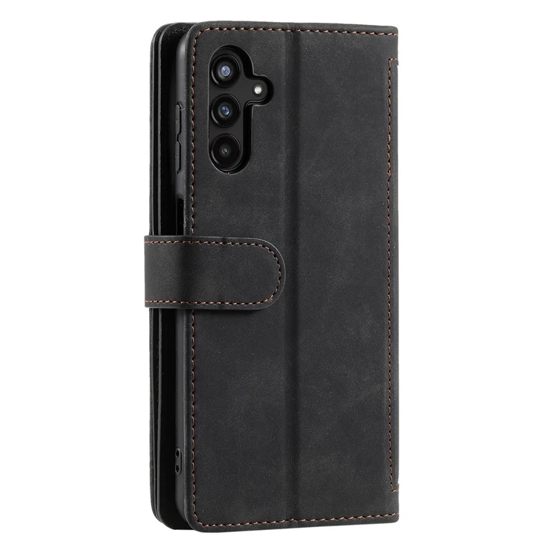 For Samsung Galaxy S24 FE Case Zipper Pocket PU Leather Phone Cover with 9 Card Slots - Black