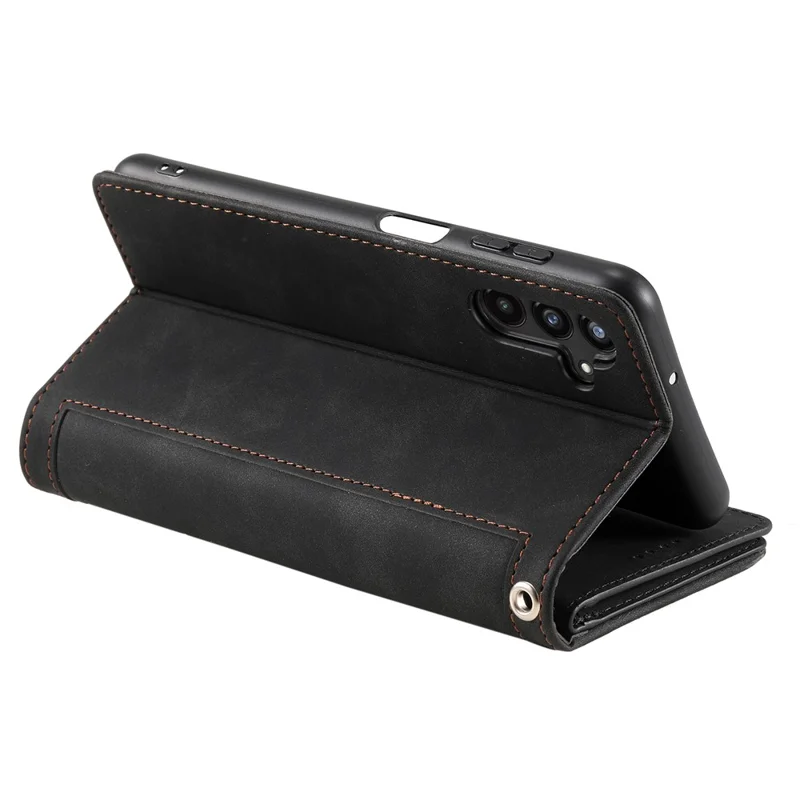 For Samsung Galaxy S24 FE Case Zipper Pocket PU Leather Phone Cover with 9 Card Slots - Black