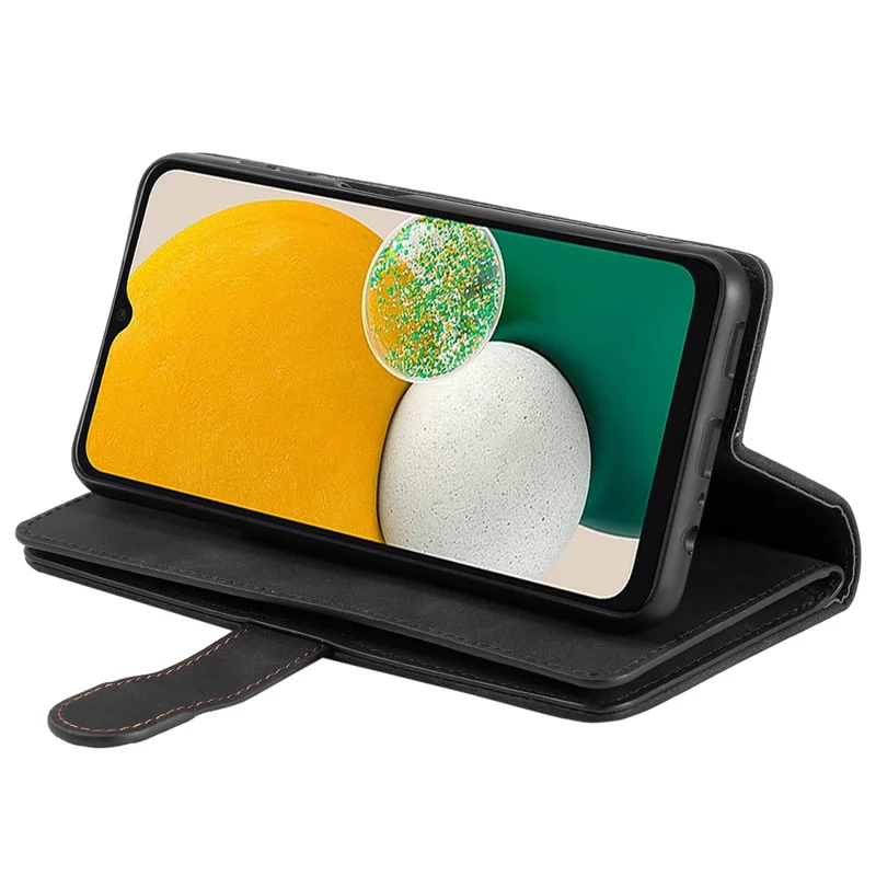 For Samsung Galaxy S24 FE Case Zipper Pocket PU Leather Phone Cover with 9 Card Slots - Black