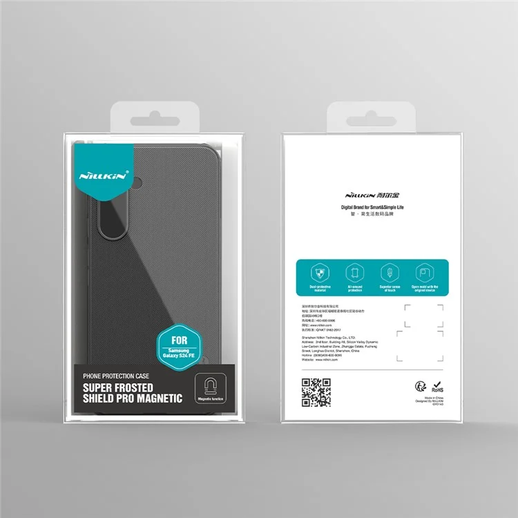 NILLKIN Super Frosted Shield Pro for Samsung Galaxy S24 FE Case PC+TPU Drop-Proof Shell Built-In Magnet Ring - Black