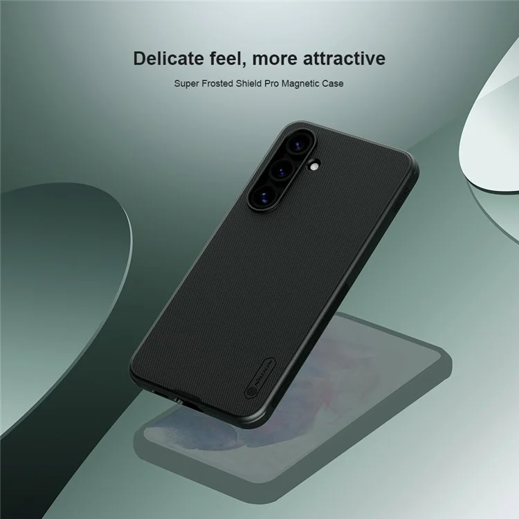NILLKIN Super Frosted Shield Pro for Samsung Galaxy S24 FE Case PC+TPU Drop-Proof Shell Built-In Magnet Ring - Black