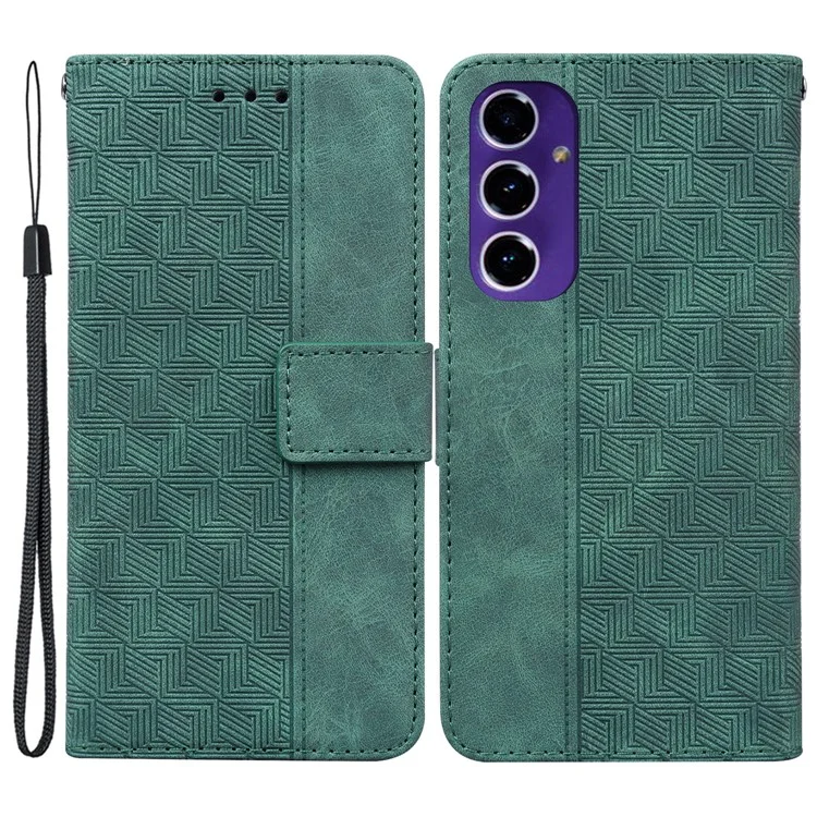 Pour Samsung Galaxy S24 FE Imprinted Pattern Stand Mobile Phone Case PU Leather Wallet Phone Cover Shell - Vert