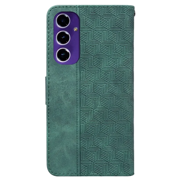 Pour Samsung Galaxy S24 FE Imprinted Pattern Stand Mobile Phone Case PU Leather Wallet Phone Cover Shell - Vert