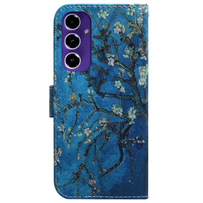 Stand Phone Case for Samsung Galaxy S24 FE Wallet Pattern Printing Leather Phone Cover - Apricot Flowers