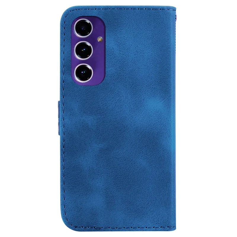 Für Samsung Galaxy S24 FE Smartphone-Ständerfall PU-Leder-Geldbörsen-Smartphone-Abdeckung mit geprägtem 7-förmigem Muster - Dunkelblau