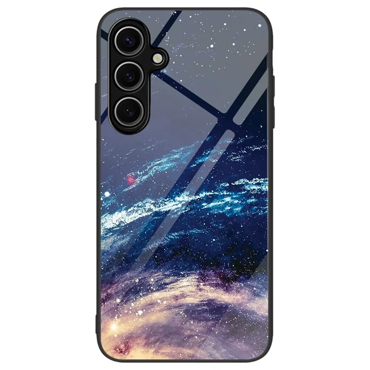 For Samsung Galaxy S24 FE Phone Case Pattern Design Tempered Glass+PC+TPU Phone Cover - The Milky Way