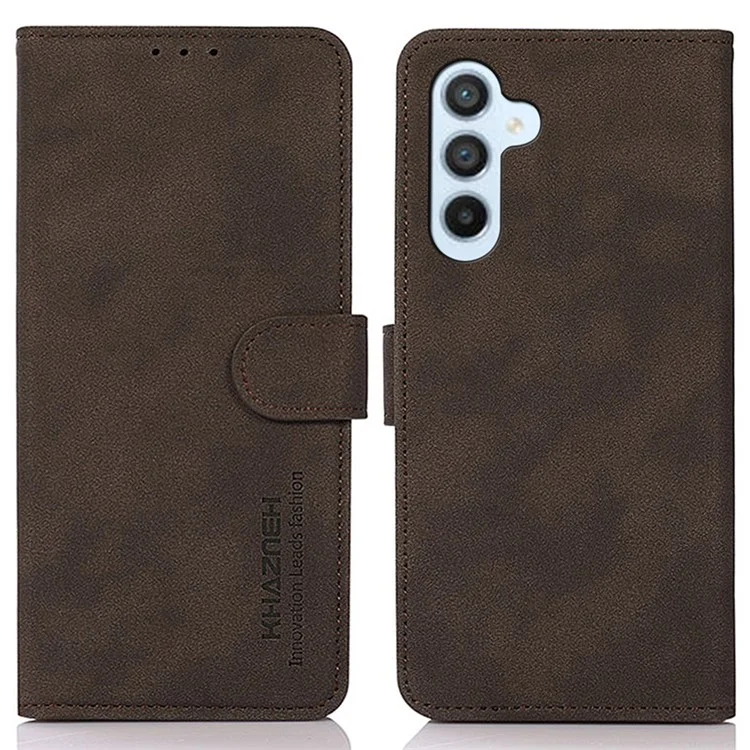 KHAZNEH For Samsung Galaxy S24 FE Case Leather Flip Stand Phone Cover Smooth Texture - Brown