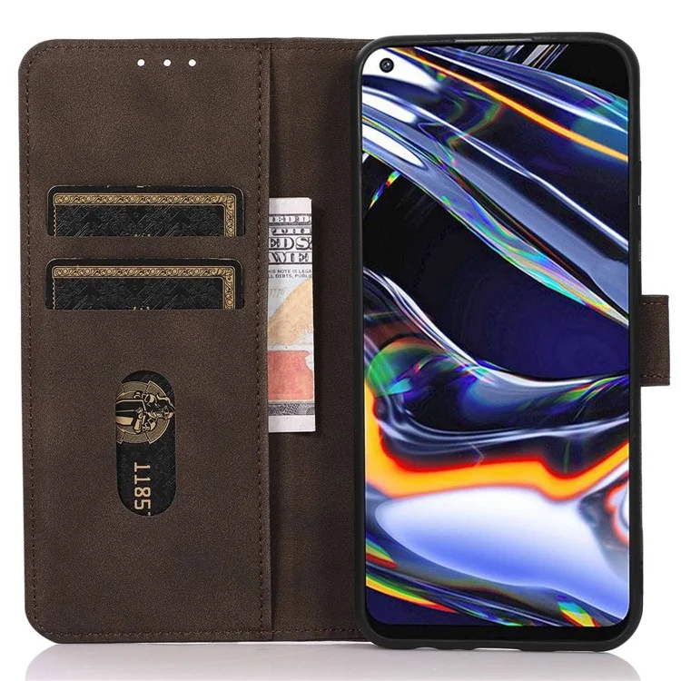 KHAZNEH For Samsung Galaxy S24 FE Case Leather Flip Stand Phone Cover Smooth Texture - Brown