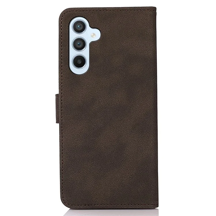 KHAZNEH For Samsung Galaxy S24 FE Case Leather Flip Stand Phone Cover Smooth Texture - Brown