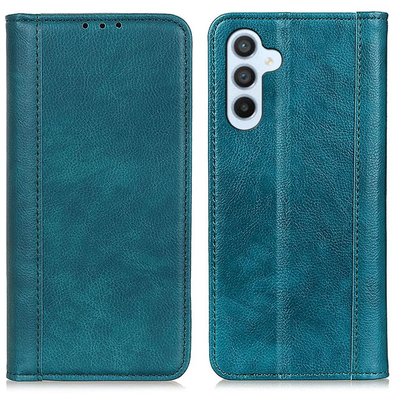 Per Samsung Galaxy S24 FE Wholesale Litchi Texture Phone Case Split Leather Shell Stand Cover - Verde