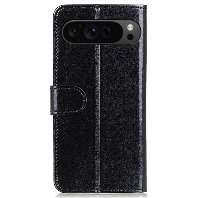 Per Google Pixel 9 Pro XL Custodia per telefono all'ingrosso Texture in pelle crazy horse PU Custodia con supporto per telefono - Nero