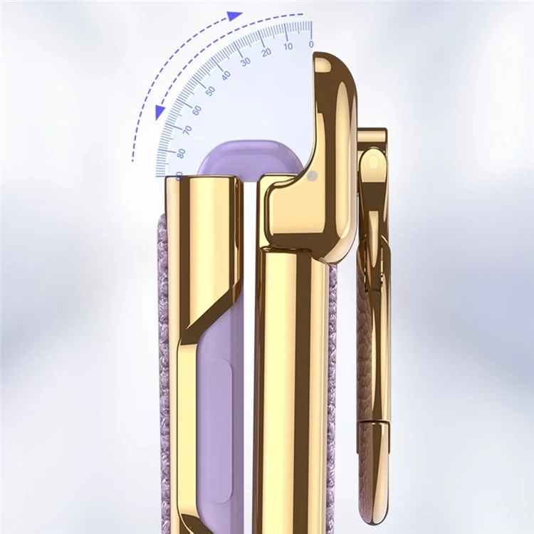 GKK para Samsung Galaxy Z Flip4 5G Funda de piel de cocodrilo texturizada PU + PC + Metal con soporte Electroplated Phone Case Película de protección de pantalla pequeña Tapa con bisagra magnética - Morado cocodrilo