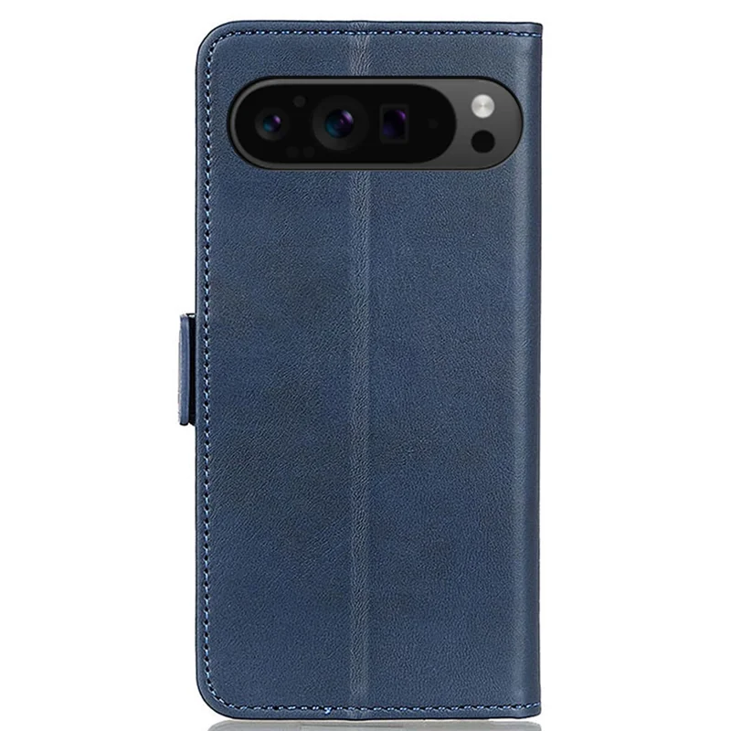 For Google Pixel 10 Pro XL / 9 Pro XL Phone Case Cowhide Texture PU Leather Phone Stand Cover - Blue
