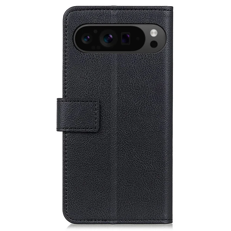 For Google Pixel 10 Pro XL / 9 Pro XL Textured Phone Case PU Leather Phone Stand Cover - Black