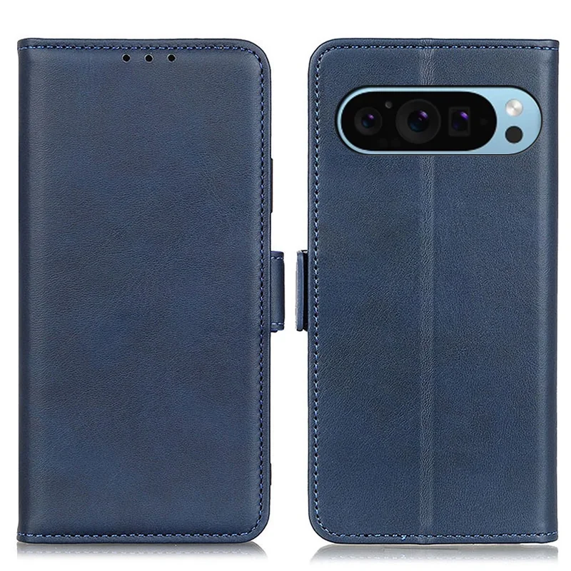 For Google Pixel 10 Pro / 10 / 9 Pro / 9 Wholesale Phone Case Cowhide Texture PU Leather Phone Stand Cover - Blue