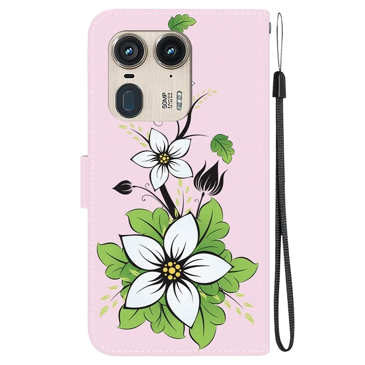 Étui de téléphone de gros pour Motorola Edge 50 Ultra 5G / Moto X50 Ultra Étui en cuir portefeuille avec support et impression de motif - Lily