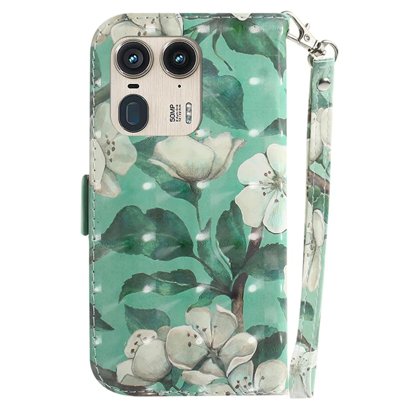 For Motorola Edge 50 Ultra 5G / Moto X50 Ultra 5G Wallet Case Pattern Print PU Leather Phone Cover - Watercolor Flowers