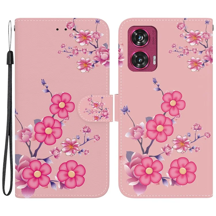 Per Motorola Edge 50 Fusion 5G Wallet Case Pattern Printed Leather Phone Cover - Sakura